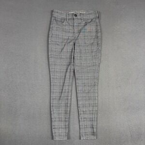 American Eagle Jeans Womens 2 Grey Plaid Hi-Rise Jegging Super Stretch Cotton